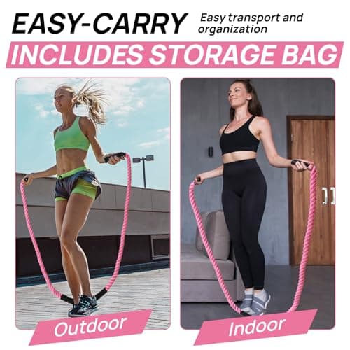 Weighted Jump Rope for Fitness – Heavy Skipping Rope for Women & Adults, Ideal for Home Gym Workouts, Strength Training, Weight Loss, and Boxing (Pink 1.5 lb) 7