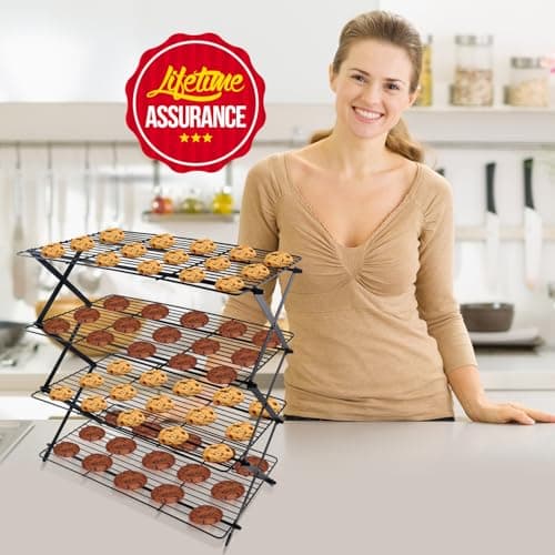 4-Tier Collapsible Cooling Rack For Baking - Expandable & Foldable Cookie Cooling Wire Rack - Baking Rack - Foldable Cooling Rack For Baking Supplies - Premium Quality & Sturdy Legs 6