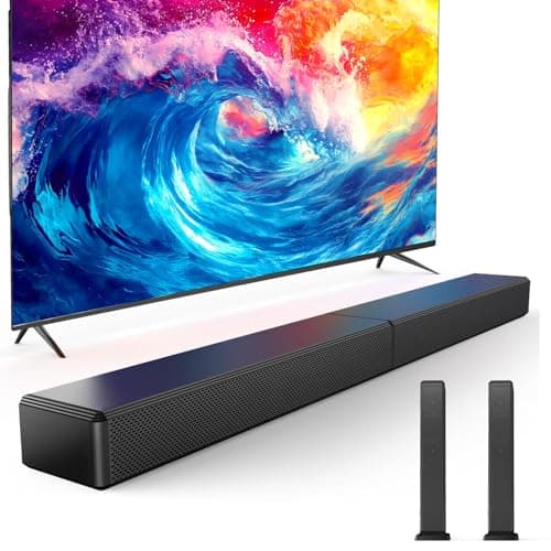 2.0 ch 100W Sound Bar for Smart TV, 2-in-1 Detachable Bluetooth 5.3 Speaker with 3 EQ Modes & Adjustable Bass - Home Theater Audio for Movies, Gaming, Music