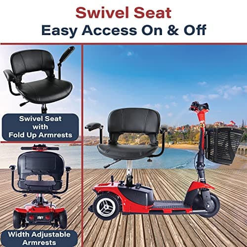 Zipr Roo 3 Wheel Mobility Scooter - Electric Powered Mobile Wheelchair Medical Aid - Folding Collapsible Compact for Travel, Seniors, Adults - Long Range Battery with Charger Basket Included 7