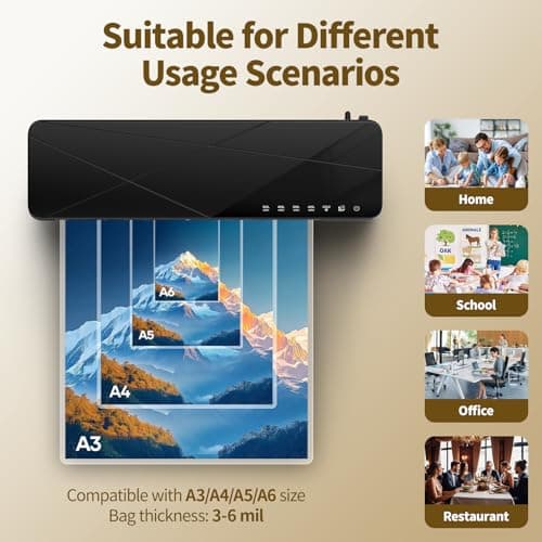 Crenova Laminator Machine 13 inch, Laminating Machine with 50 Laminating Sheets 60s Quick Warm Up Auto-Off, 6 in1 Lamination Machine ABS Jam Free for Home Office School, Black 8