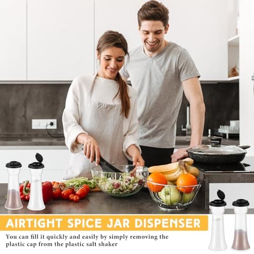 Baderke 2 Set Plastic Salt and Pepper Shakers Hourglass Salt and Pepper Shakers with Lids Large Covered for Camping Outdoor Lunch Home Kitchen Restaurant(Black) 6