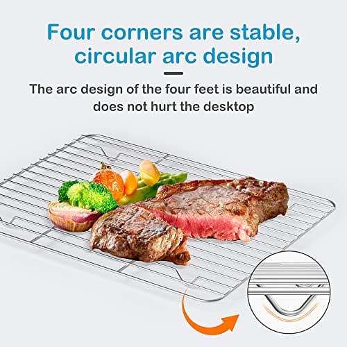 2 Pack Cooling Rack for Baking Stainless Steel, Heavy Duty Wire Rack Baking Rack, 11.7" x 9.4" Cooling Racks for Cooking, Fits Small Toaster Oven, Dishwasher Safe 6