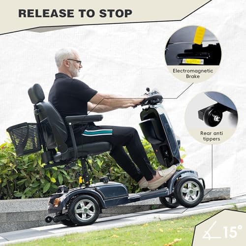 MobiCyc Heavy Duty Mobility Scooter for Adults & Seniors, 500W Motor, 16/26 Miles Long Range, 400 LBS Capacity, 10" All-Terrain Tires, Electric Scooter with Windshield & Suspension 8