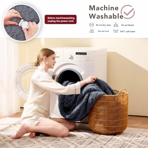 JKMAX Heated Electric Blanket King Size-100"x90" Heating Blanket with 10 Heating Levels & 5 Time Settings Over-Heat Protection，Winter Warmer for Adults with ETL Certification（Grey） 8