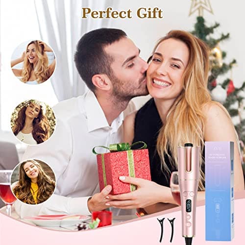 Automatic Curling Iron, Auto Hair Curler Wand with 4 Temperatures & 3 Timers & LCD Display, Curling Iron with 1" Large Rotating Barrel, Dual Voltage Auto Shut-Off Spin Iron for Hair Styling 7