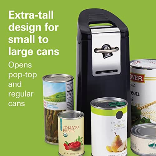 Hamilton Beach Smooth Touch Electric Automatic Can Opener Easy Push Down Lever, For All Standard-Size and Pop-Top, Extra Tall, With Bottle Opening Accessory and Built-In Knife Sharpener, Black 5