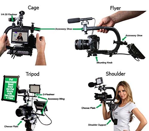 Cam Caddie® Scorpion EX Hands Free Shoulder Support Rig/Mount Compatible with Canon, Nikon, Sony, Panasonic/Lumix Style DSLR Camcorder or Video Camera Includes: iPhone + GoPro Mount 8