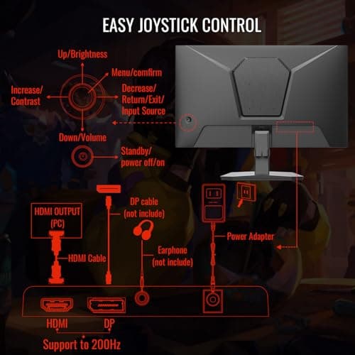 SANSUI Gaming Monitor, 24 Inch 180Hz, FHD 1080P 1ms 110% sRGB Computer Monitor, HDMI DP Ports VESA Support for Game Office (HDMI Cable Included) 6