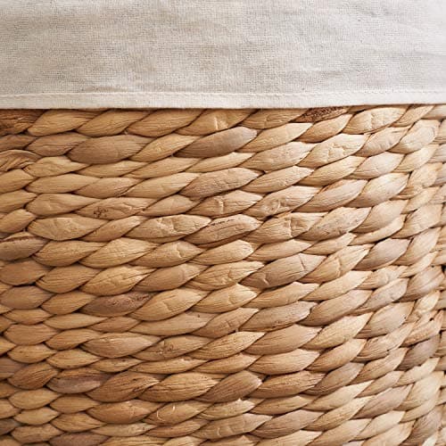 Round Handwoven Laundry Basket with Lid, 15 x 15 x 20 in – Water Hyacinth Wicker Hamper for Bedroom, Nursery & Laundry Room 7