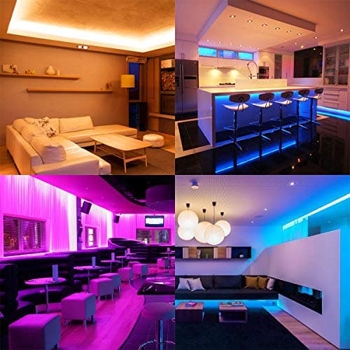 Lepro 65.6ft LED Strip Lights, Ultra-Long RGB 5050 LED Strips with Remote Controller and Fixing Clips, Color Changing Tape Light with 12V ETL Listed Adapter for Bedroom, Room, Kitchen, Bar(32.8FTX 2) 8