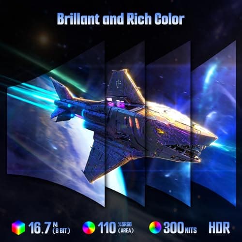 SANSUI 24 Inch Curved 160Hz Gaming Monitor,1500R Curved Gaming Monitor FHD 1080P Computer Monitor,MPRT 1ms Fast VA Display,Freesync,HDR,3000:1, HDMI2.0,DP1.4, VESA Support(ES-G24C1L HDMI Cable Incl.) 6