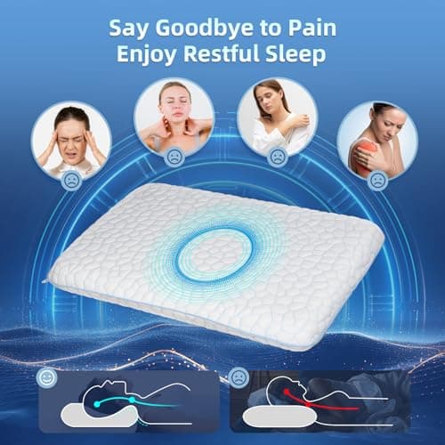 Ultra Thin Flat Pillows for Sleeping,Cooling Slim Memory Foam Pillow 2.75 in Height Ultra Thin Pillow,Low Profile Sleeper Pillows for Stomach Sleeper for Neck and Back Support Stomach Sleeping Pillow 7