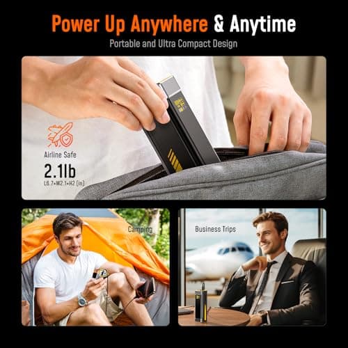 AOHI 240W Laptop Power Bank 27600mAh Portable Fast Charger (99.3wh), Airline-Compliant, 140W PD 3.1 Large Battery Pack The Future Starship for MacBook, iPad iPhone 16 Pro Max,Galaxy,Steam Deck, Grey 8