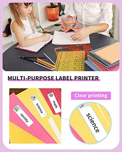 Phomemo D30 Label Makers, Bluetooth Mini Label Maker, Sticker Maker Machine Ideal for Home Office Organization Inkless Thermal Printer Multiple Font Styles & Templates Purple 8