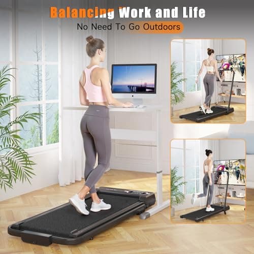 Treadmill with Incline, 2 in 1 Folding Treadmill, Under Desk Walking Pad with Handle Bar, 2.5HP Low Noise Walking Pad for Home Office, Safety Lock, 300+ LB Capacity, Black 9
