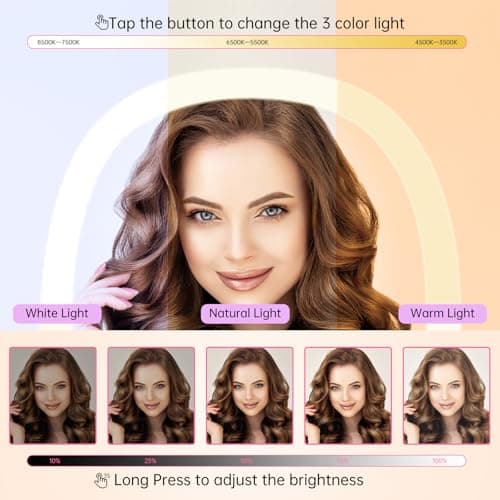 FUNTOUCH Wall Mounted Makeup Mirror,Rechargeable 7X/1X Double Sided Touch Switch Rectangle Oval Wall Mounted Magnifying Mirror with Light, 3 Color Setting,Extended Arm 360°Foldable, Nickel 6