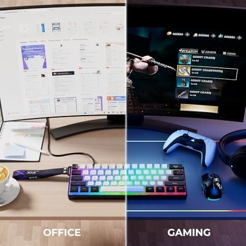 OHY 60% Gaming Keyboard,Wired Backlit Mini Membrane Keyboard, Strong Mechanical Feel for PC/Mac Gamer, Typist, Travel, Easy to Carry on Business Trip(61 Keys)-Black 7