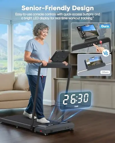 COZYINN 3HP 6.2MPH 320+lb Capacity Treadmills for Home, 10% Adjustable Incline Walking Pad, Portable Foldable Treadmill with 16" Wide Running Area, Mute Control, Works with Smart APP 7