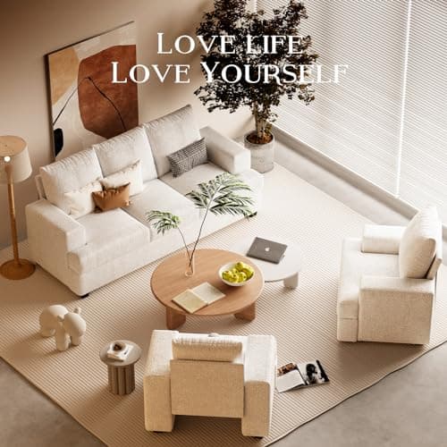 Zelimon 89" Sofa Couch with Extra Deep 3 Seats Memory Foam Modern Sofa Couches for Living Room Washable Removable Chenille Cover Cozy Lounge Sofa, Bleach 5