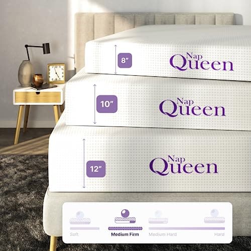NapQueen 8 Inch Queen Size Mattress, Bamboo Charcoal Memory Foam Mattress, Bed in a Box, White 6