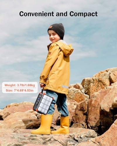 BROWEY Portable Power Station 153Wh Camping Small Solar Generator with Hand Crank 120V 150W AC Outlet Lithium Battery Power Bank, Wireless Charging Emergency Charger for Outdoor Travel Home Backup 7