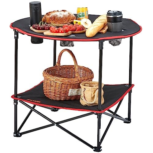 VEVOR Folding Camping Table, Outdoor Portable Fold Up Lightweight Side Table for BBQ, Tailgating, Picnic, Travel, Hiking, Fishing