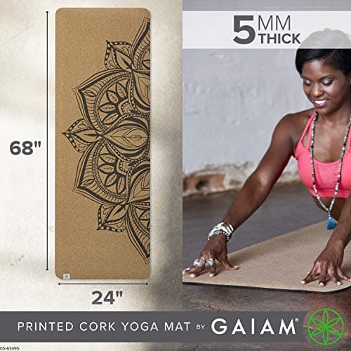 Gaiam Cork Yoga Mat | Natural, sustainable cork print design stops odors | Non-toxic TPE Rubber Backing | Great for Hot Yoga and Pilates (68" x 24" x 5mm thick) 3