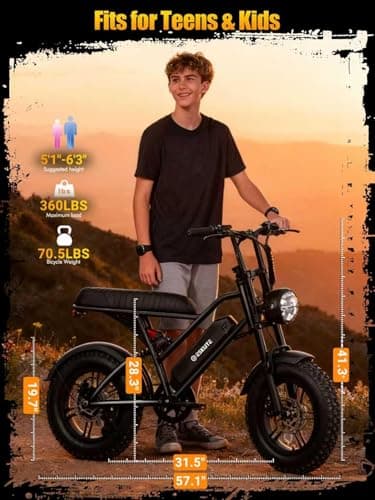 Elecby V100 1500W Peak Electric Bike for Adults, 28MPH 48V 13Ah Removable Battery, 60 Mile Range, 16"x4.0" Fat Tire, 7-Speed E-Bike with Dual Suspension – Commuter Ebike for Men & Women 8