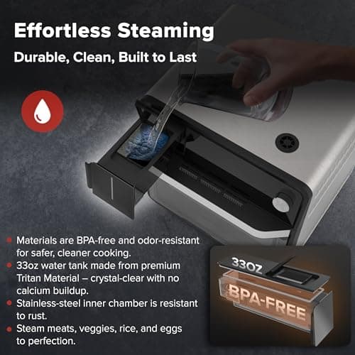 Nuwave PFAS-Free Steam Oven & Air Fryer, All-in-One Convection Cooker with Precision Steam Control, Toast, Air Fry, Sous Vide, Steam & More, Juicier Meats, 120 Presets, 50–450°F, Stainless Steel 5