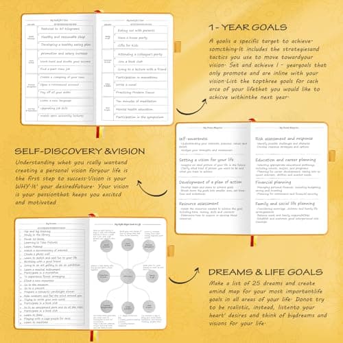 Undated Luxurious Weekly & Monthly Planner to Increase Productivity Hit Your Goals, Organizer Notebook Gratitude Journal Time Management Start Anytime, A5, Lasts 1 Year 6