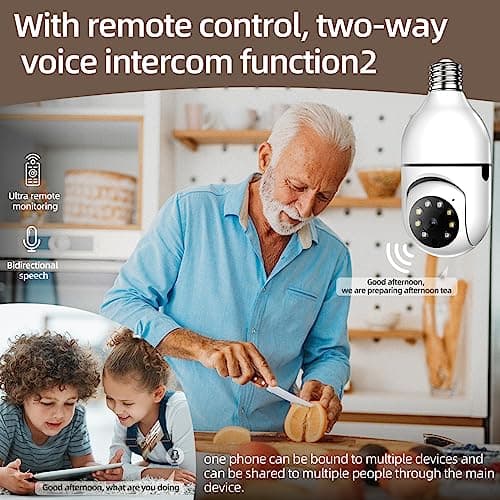 WiFi Light Bulb Security Camera Wireless Outdoor,5G&2.4G Indoor Home Securitys Cameras,3K Light Socket Secur ity Camer a Dotcom,Screw in Cam era,360°Color Night Vision,Ca mera Motion Sensor Alarm 8