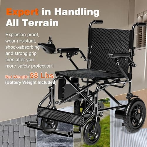 [2026 Upgrade] Hassky Electric Wheelchair for Adults Foldable, 15 Miles Range Motorized Wheelchair, All Terrain Power Wheelchairs for Seniors Supports Up to 350 lbs Black 5
