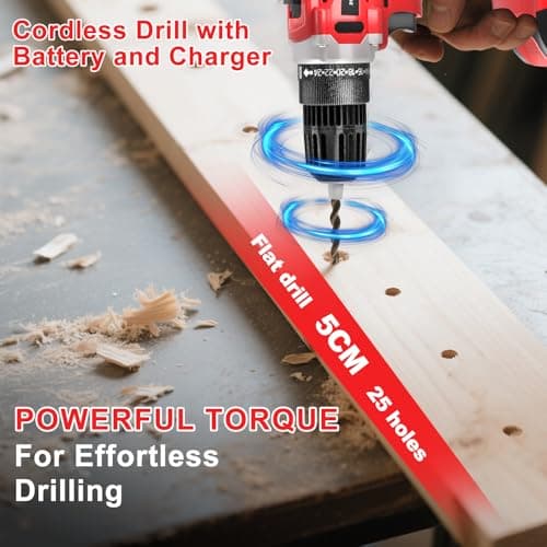 GardenJoy 20v Cordless Drill Set, Power Electric Kit Battery With Charger 30Nm 2-Speed 3/8" Keyless Chuck 24+1 Torque Drill Driver screwdriver Bits with LED Electric Work Light for Women DIY 6