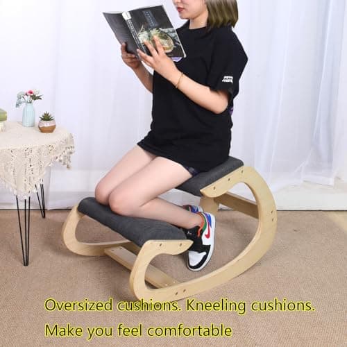 Kneeling Chair Rocking Ergonomic- for Home Office Desk Posture Kneel Chair and Wood Knee Stool 5
