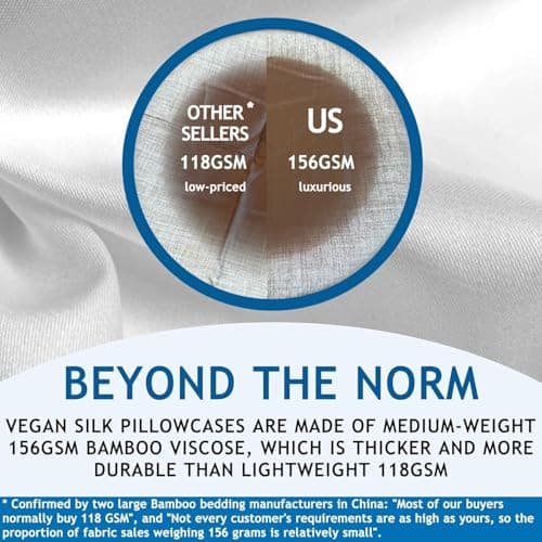 Vegan Silk Queen 100% Viscose Bamboo Pillowcase - 2-Pack, Cooling Zipper Pillow Covers for Hot Sleepers, Breathable 5