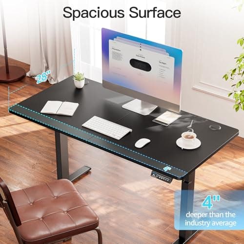 MOUNTUP Electric Height Adjustable Standing Desk, 55 x 28 Inches Sit Stand Desk with Memory Controller, Ergonomic Stand Up Desk for Home Office with Splice Board, Black 7