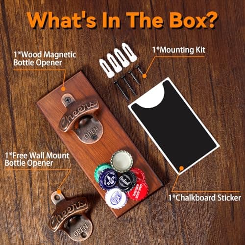 Gifts for Men Dad, Magnetic Beer Bottle Opener Wall Mounted with Auto Catch, Unique Beer Gifts for Men Him Boyfriend Grandpa Husband Uncle, Cool Gadgets for Birthday Housewarming Presents 8