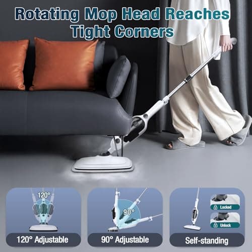 Steam Mop - 11-in-1 Steam Cleaner for Home with 15.2 OZ Water Tank & 23FT Power Cord, Detachable Steam Mops for Floor Cleaning MultiPurpose Steamer for Hardwood, Tile, Furniture with 11 Accessories 5