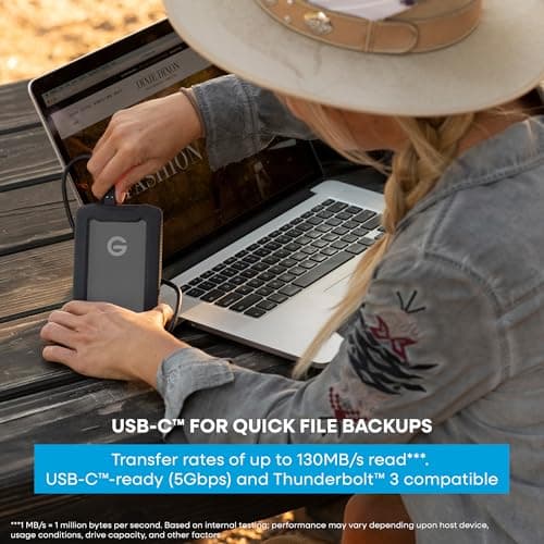 SanDisk Professional 5TB G-Drive ArmorATD - Rugged, Durable Portable External Hard Drive HDD, USB-C, USB 3.2 Gen 1 - SDPH81G-005T-GBA1D 5