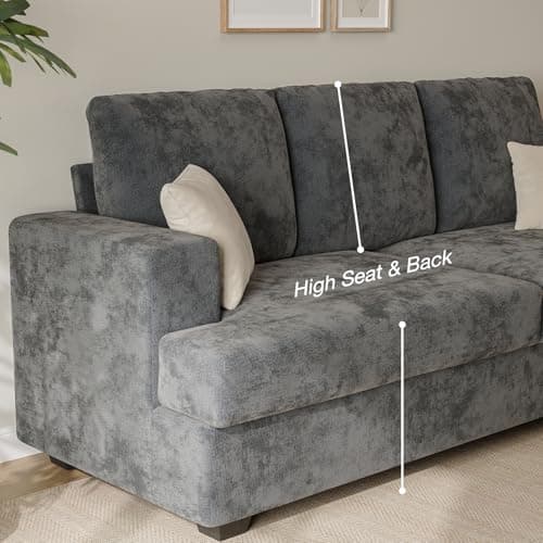 Comkei 89" 3 Seater Couches for Living Room Sofas Comfy Sectional Couch with 24" Deep Seat Loveseat Sofa for Small Apartment, Grey 5
