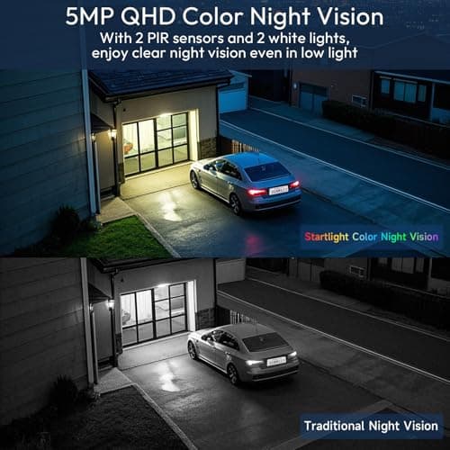 Rraycom 5G Solar Security Cameras Wireless Outdoor, 5MP WiFi Surveillance Outdoor Cameras for Home Security with AI Motion Detection & Siren,Color Night Vision, 2-Way Talk, IP66 Waterproof,SD/Cloud 5