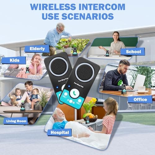 UHAXZ Intercoms Wireless for Home, Full Duplex Long Range Wireless Intercom, 8 Volume Levels, 4 Chime Intercoms, 2 Way Intercom for Home, Business(2 Packs Black) 7