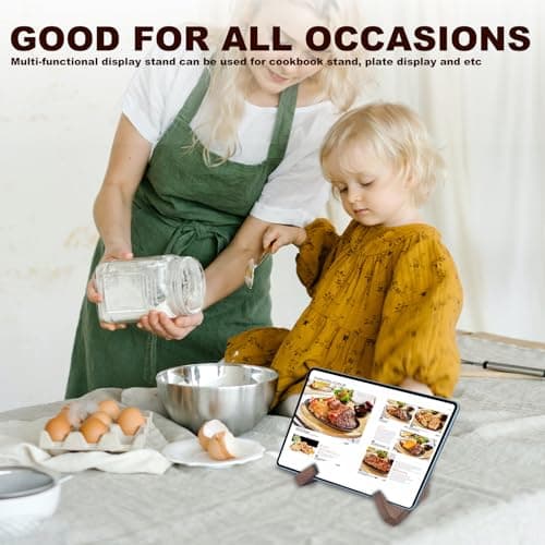 JOCAHULFX Cookbook Stand, Multifunctional Display Holder for Counter, Wooden Recipe Book Holder 5