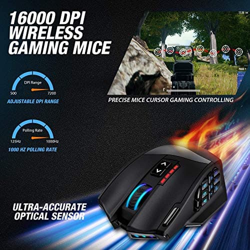 RGB Gaming Mouse Pad and Venus Pro RGB MMO Wireless Gaming Mouse, UtechSmart Large Extended Soft Led Mouse Pad with 14 Lighting Modes, 16,000 DPI Optical Sensor, 2.4 GHz Transmission Technology 5