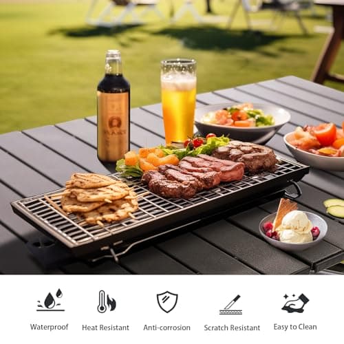 ALPHA CAMP Folding Camping Table, Portable Roll-up Table with Adjustable Height, Large Storage Bag and Carrying Bag, Tall Aluminum Table for Indoor & Outdoor Picnic BBQ Backyards Beach 6