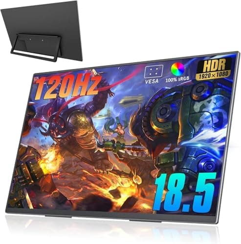 Portable Monitor 18.5 Inch 120 Hz 1080P 100% sRGB FHD HDR USB HDMI with VESA Ultra Slim Portable Laptop Office Game Monitor,for Computer Switch Phone