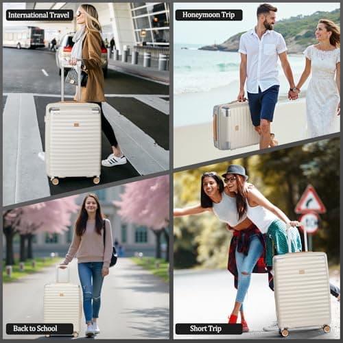 Joyway Carry On Luggage, 20 IN Suitcase Hardside Checked with TSA Lock (Cream, 20'') 8