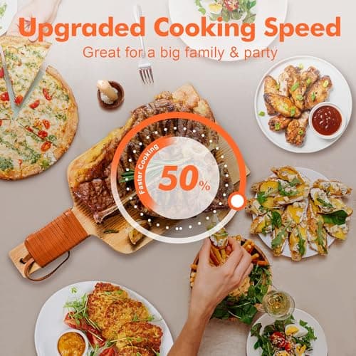 Kitchen in the box 32QT Extra Large Air Fryer Toaster Oven Combo, 21-in-1 Countertop Convection Toaster Oven with Rotisserie and Dehydrate, 6 Accessories, 1800W Dual Cook Preset (Black) 5