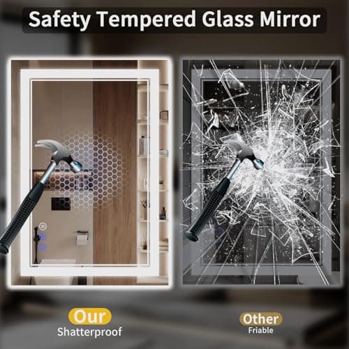 WISSMIELS 24X36 LED Bathroom Mirror with Lights, Anti-Fog, Backlit + Front Lit, Dimmable, Led Vanity Mirror for Wall, Lighted Bathroom Mirror, 3 Colors, Shatter-Proof Tempered Glass 6